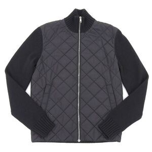 Prada 2018 Umc898 Nylon Quilted 100% Wool High Neck Driver's Knit Sweater 46 M